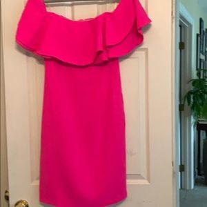 Hot pink ruffle dress